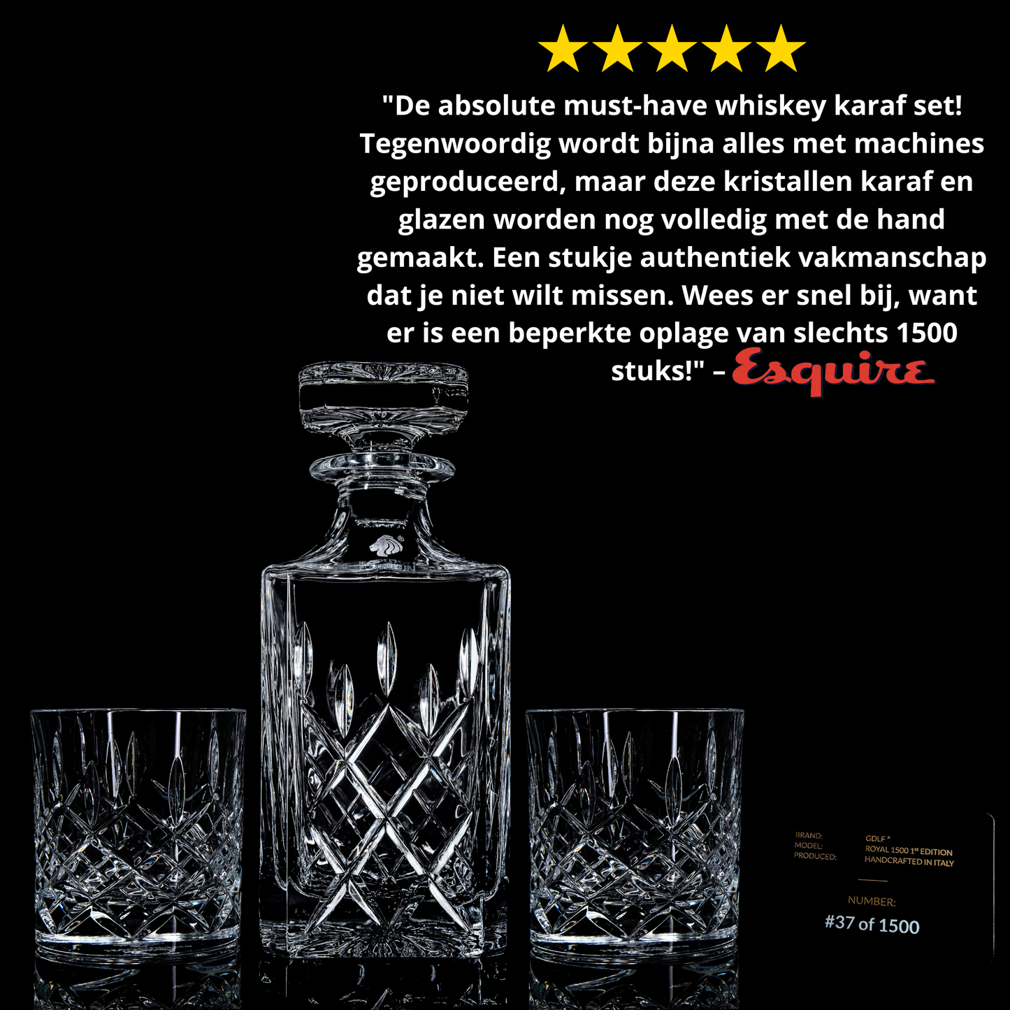 Handgemaakte Limited Edition Kristallen Whiskey Set Royal- Maison Mood