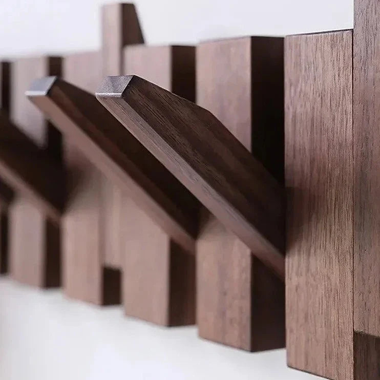 Simplicity Sleutel – Handgemaakte Houten Kapstok met Magnetische Inklapbare Haken