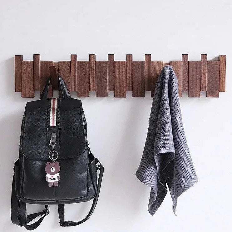 Simplicity Sleutel – Handgemaakte Houten Kapstok met Magnetische Inklapbare Haken