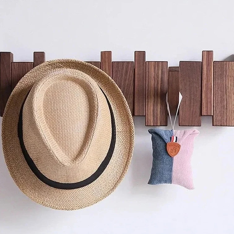 Simplicity Sleutel – Handgemaakte Houten Kapstok met Magnetische Inklapbare Haken