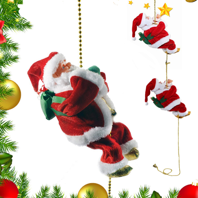 Muzikale Klimmende Kerstman aan Touw – Zingende Santa Kerstdecoratie  – Maison Mood