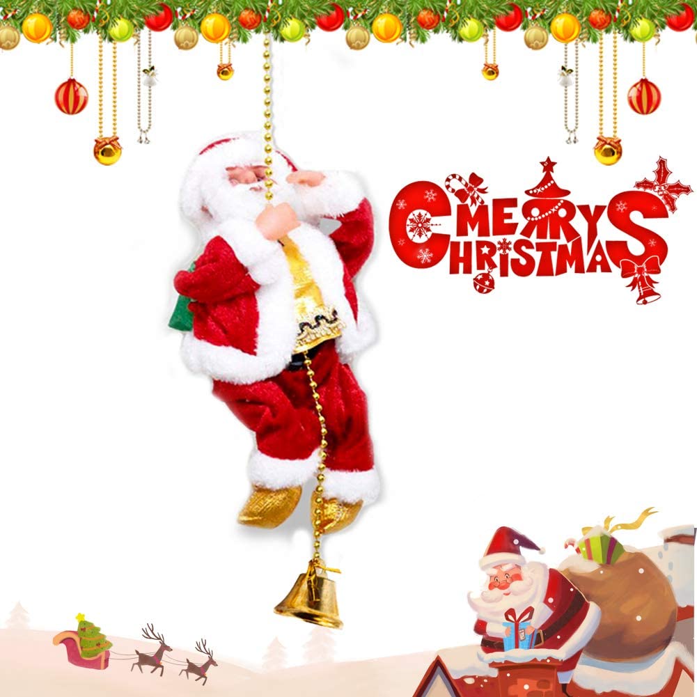 Muzikale Klimmende Kerstman aan Touw – Zingende Santa Kerstdecoratie  – Maison Mood