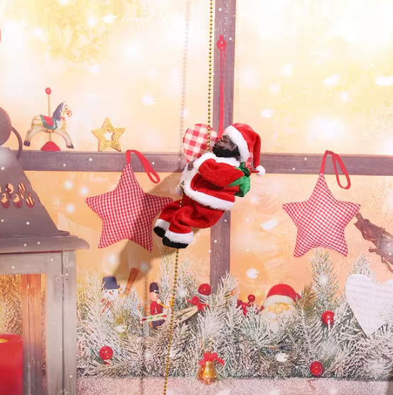 Muzikale Klimmende Kerstman aan Touw – Zingende Santa Kerstdecoratie  – Maison Mood