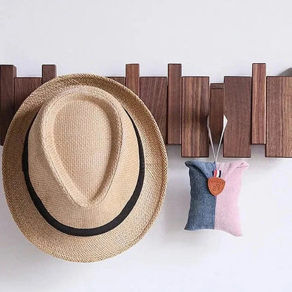 Simplicity Sleutel – Handgemaakte Houten Kapstok met Magnetische Inklapbare Haken